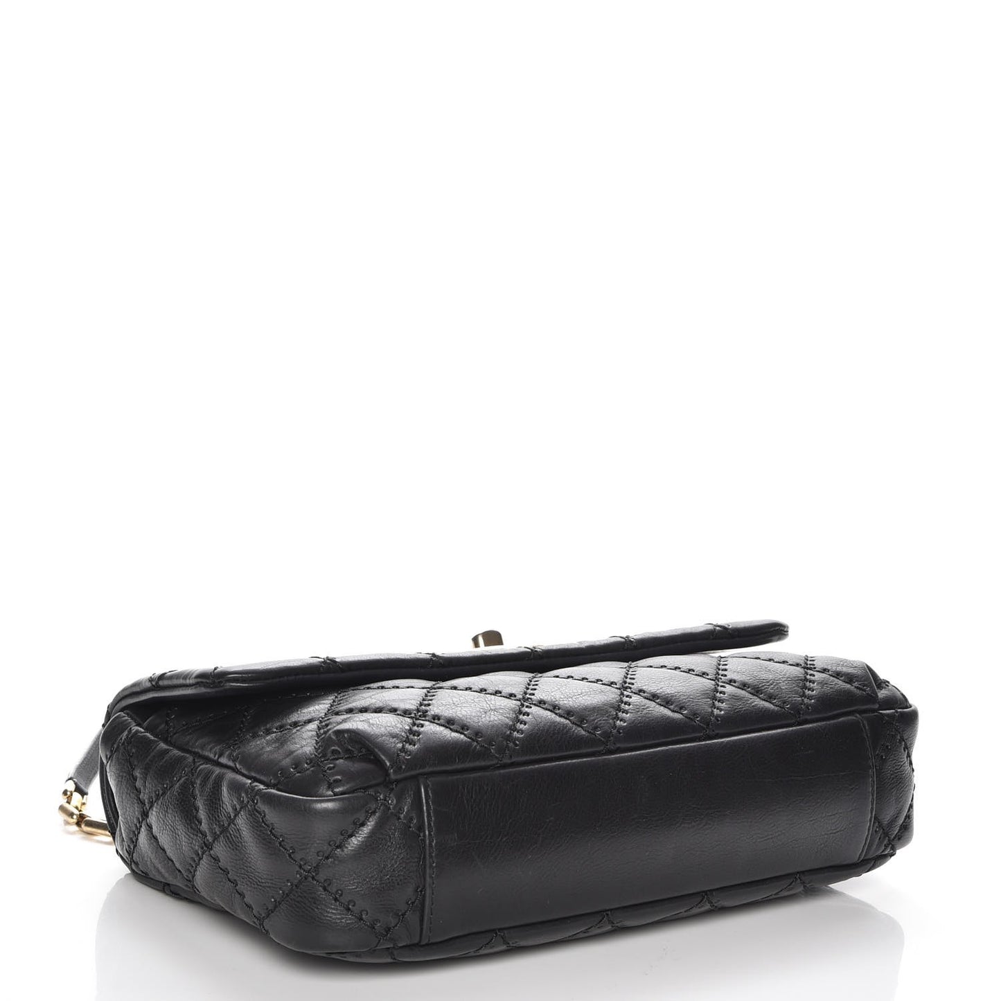 Calfskin Quilted Retro Chain Flap Black