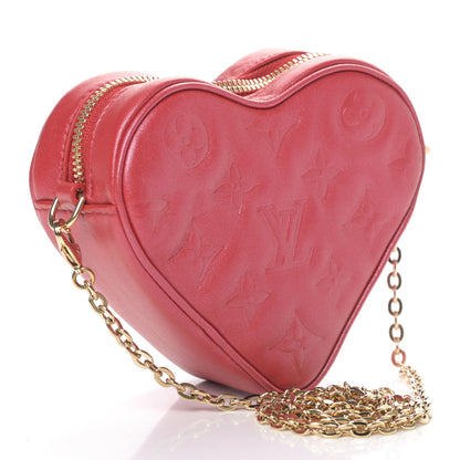 Louis Vuitton Lambskin Embossed Monogram Fall In Love Sac Coeur Heart Chain Bag Lipstick Red 2 of 4