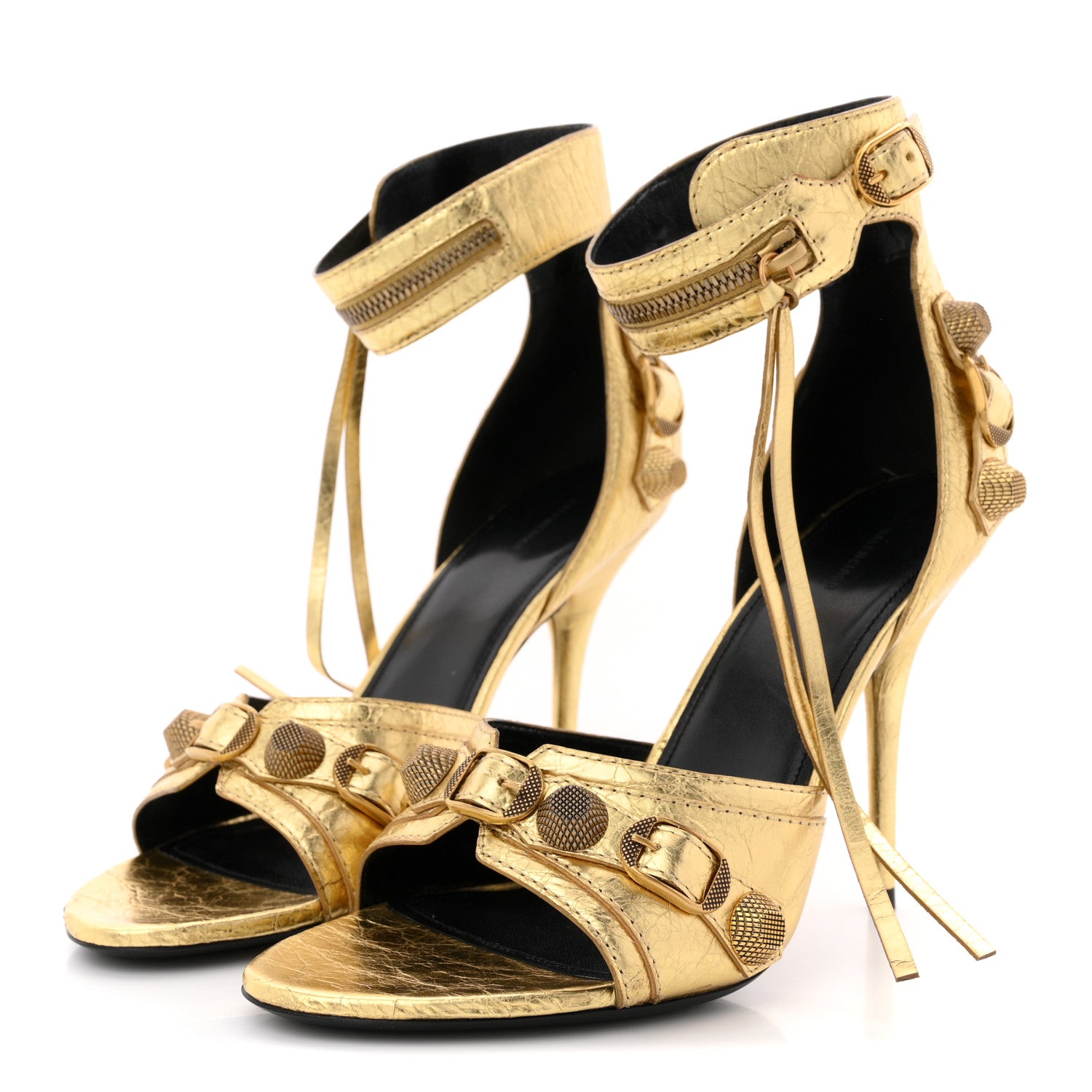 Balenciaga Metallic Agneau Arena Cagole 110mm Sandals 38 Silver 40 Gold 4 of 13
