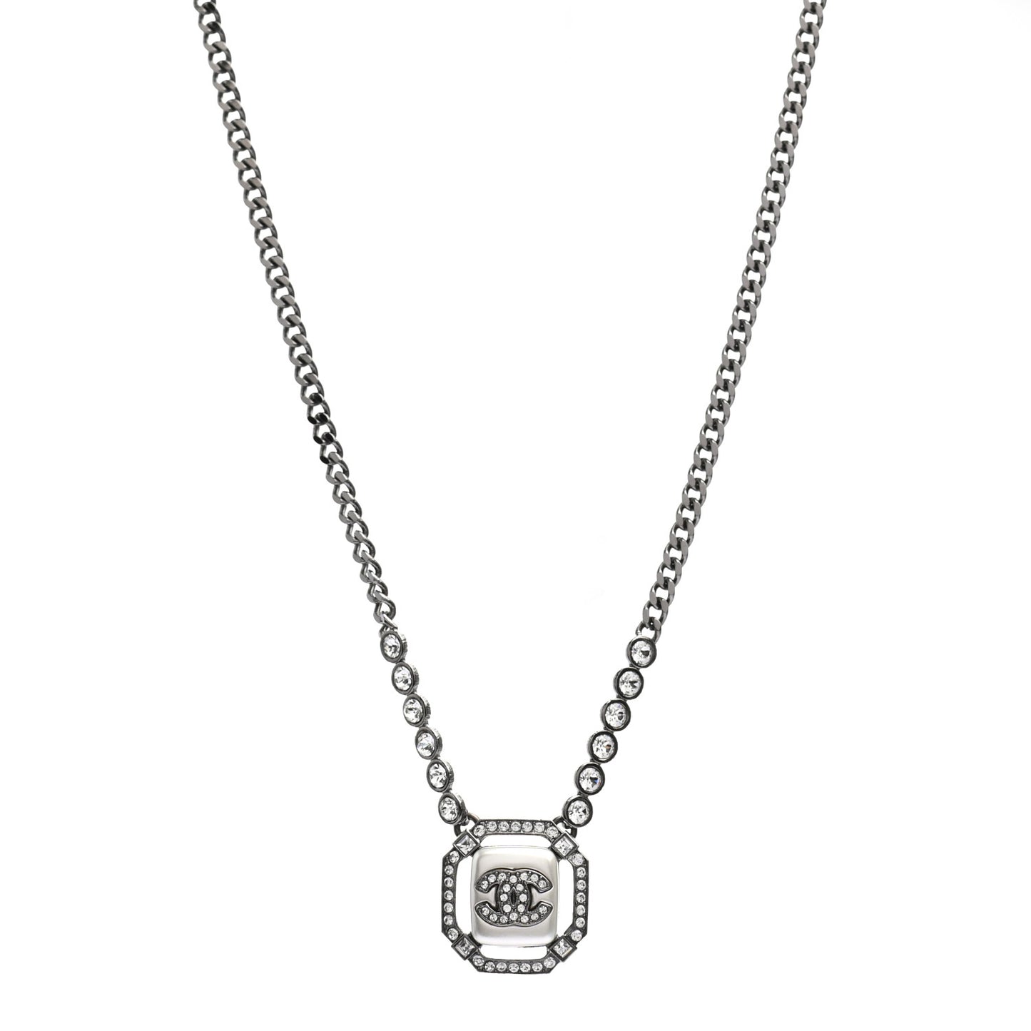 Ruthenium Crystal Pearl CC Necklace