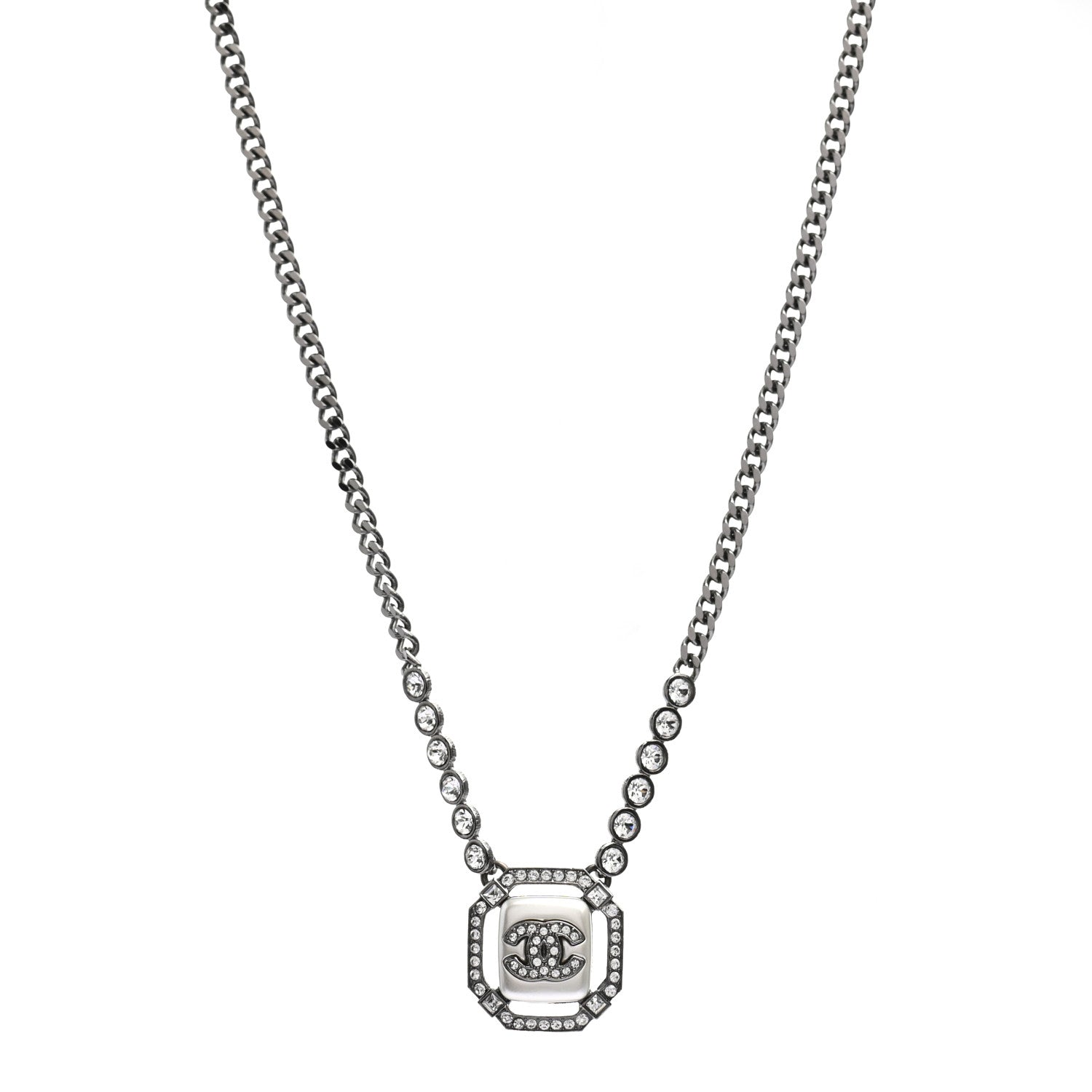 Chanel Ruthenium Crystal Pearl CC Necklace 1 of 5