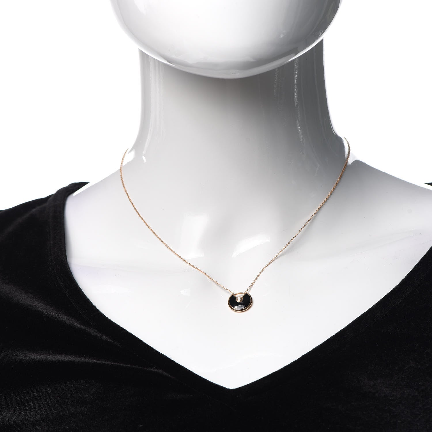 Cartier 18K Pink Gold Diamond Black Onyx XS Amulette de Cartier Pendant Necklace 2 of 5