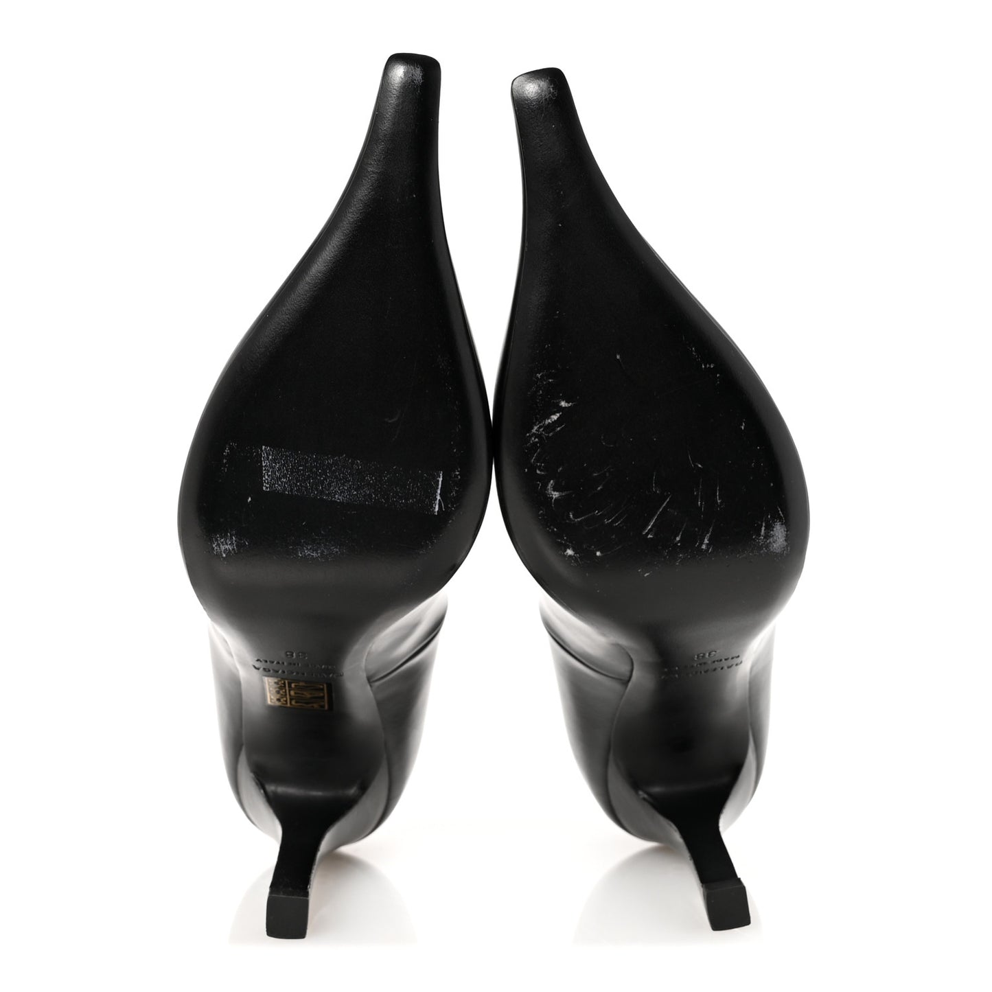 Distressed Calfskin Odeon 100mm Pumps 38 Black