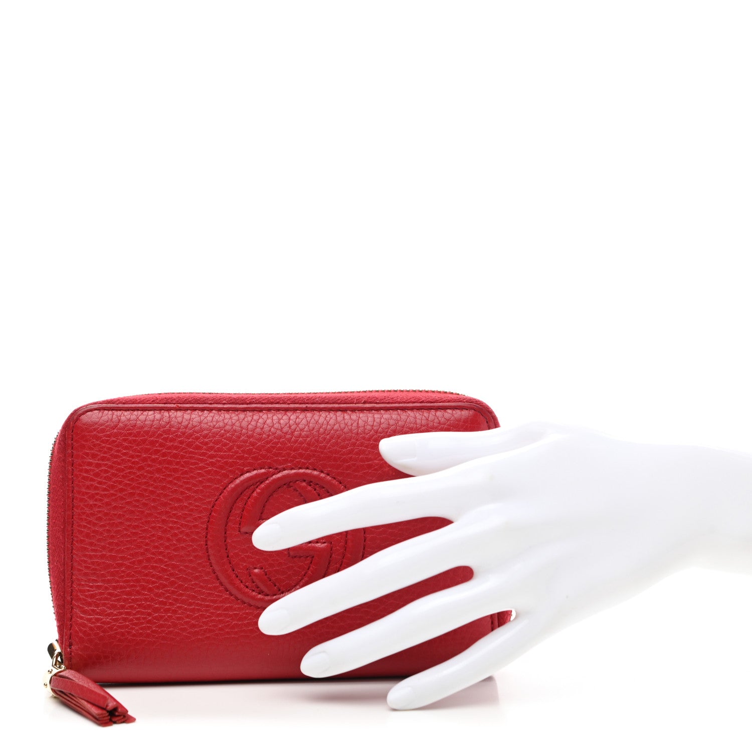 Gucci Pebbled Calfskin Medium Soho Zip Around Wallet Red 2 of 7