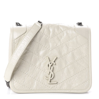 Saint Laurent Crinkled Calfskin Matelasse Monogram Niki Chain Wallet Crema Soft 1 of 7