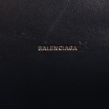 Balenciaga Strass Suede Allover Logo Hourglass Top Handle Bag XS with Chain Black White 6 of 10