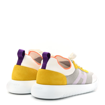Hermes Knit Suede Goatskin Womens Crew Sneakers 38.5 Multicolor Gris 4 of 7