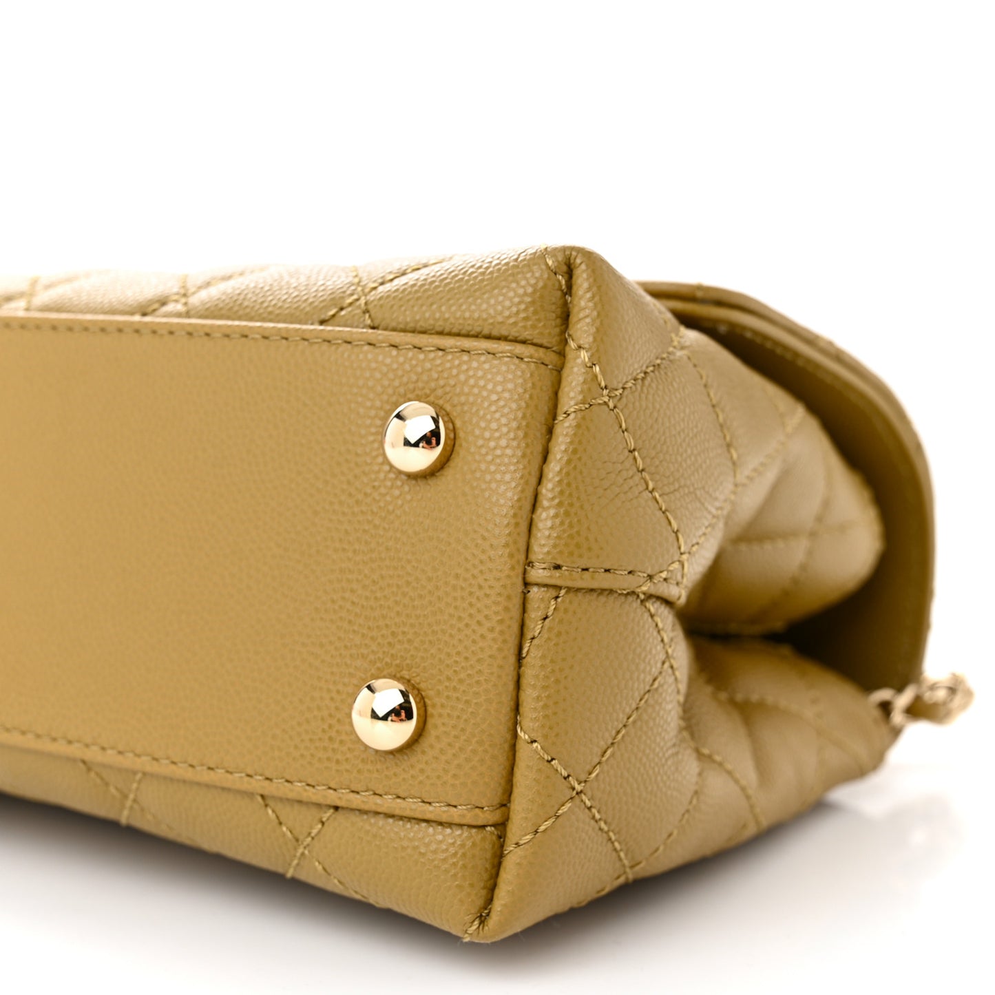 Caviar Lizard Embossed Quilted Mini Coco Handle Flap Green