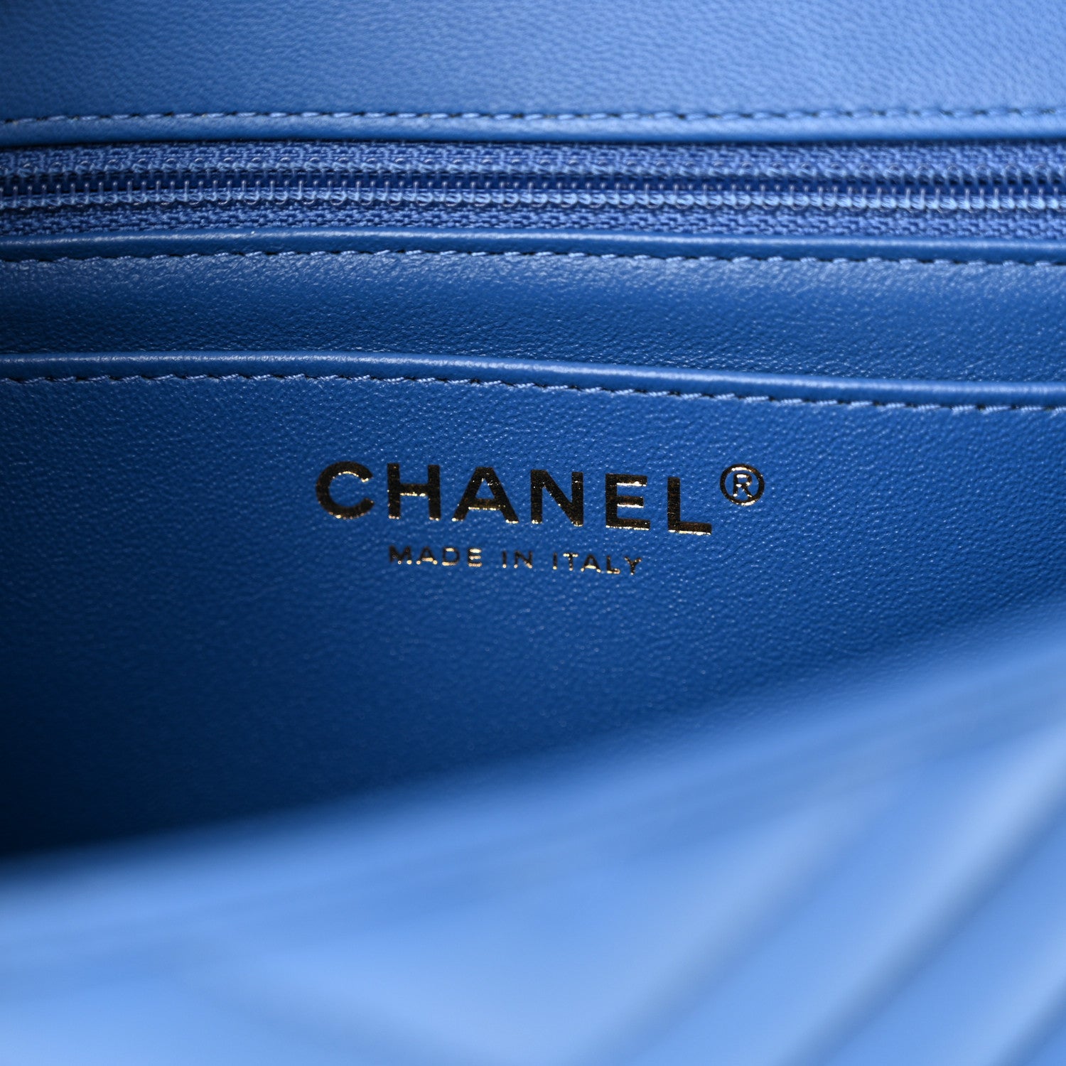 Chanel Lambskin Chevron Quilted Mini Rectangular Flap Blue 6 of 10