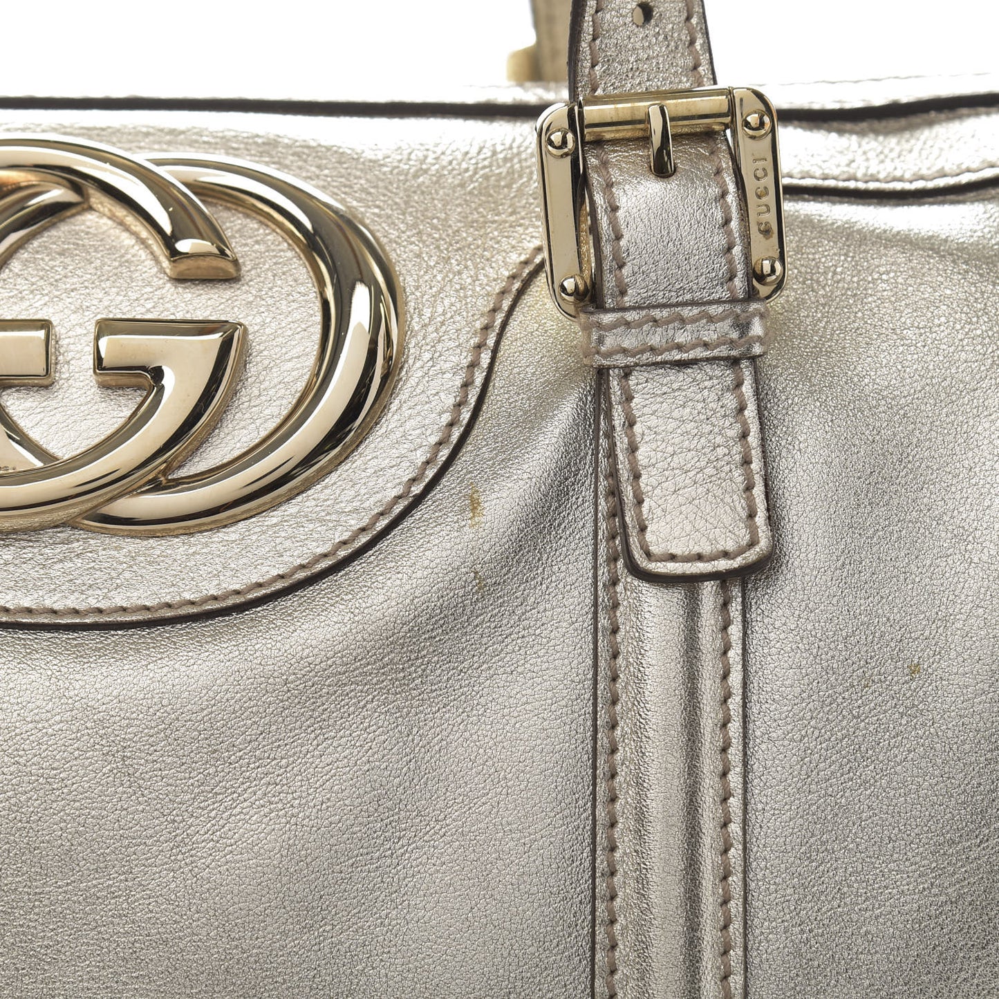 Metallic Calfskin Medium Britt Boston Gold