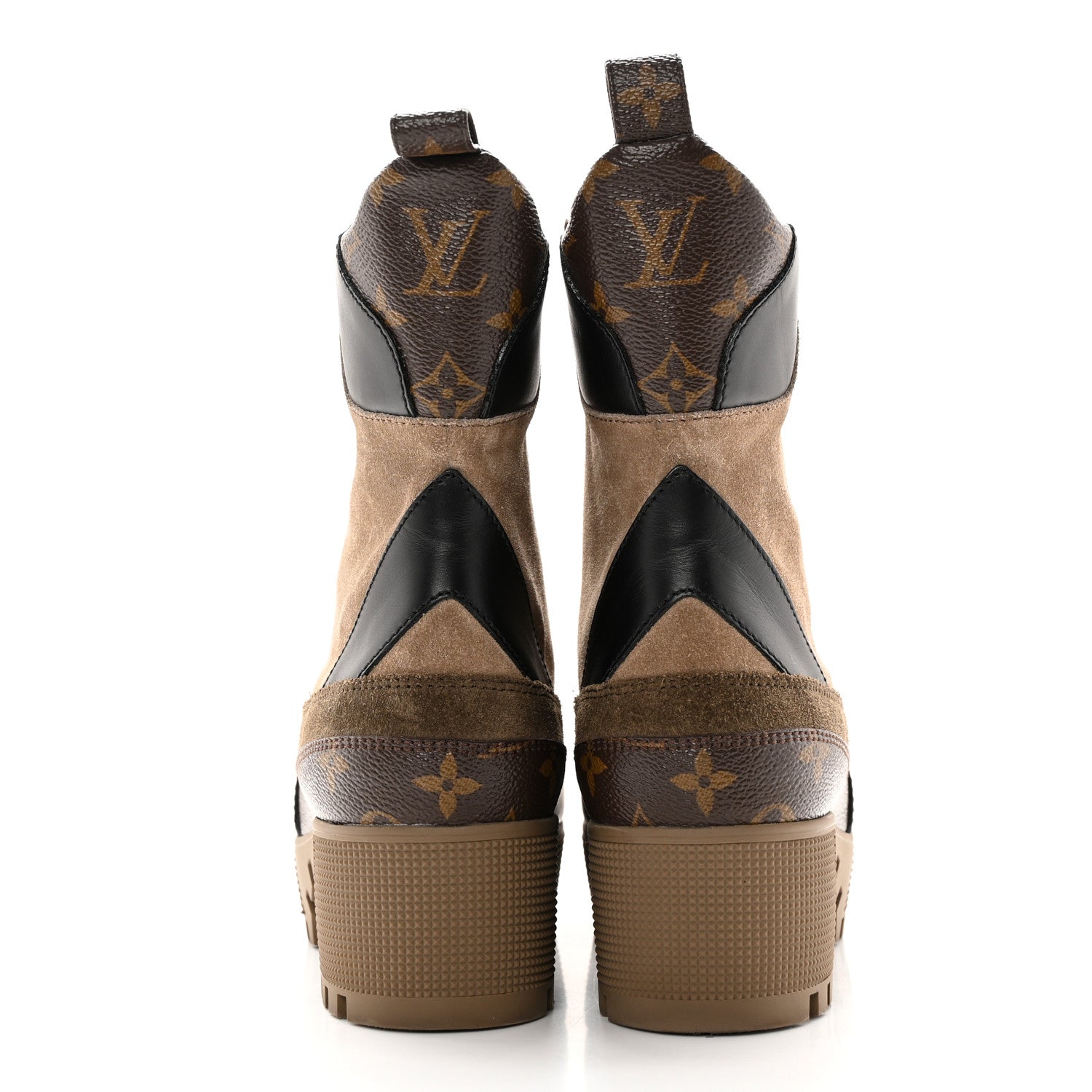 Louis Vuitton Suede Calfskin Monogram Laureate Platform Desert Boots 39.5 Taupe 5 of 16