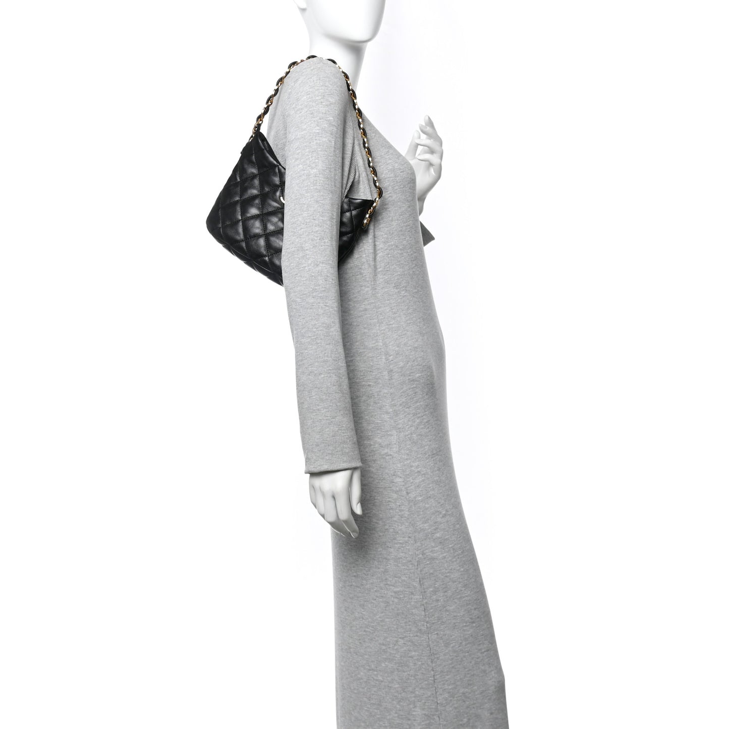 Lambskin Quilted CC Links Hobo Black