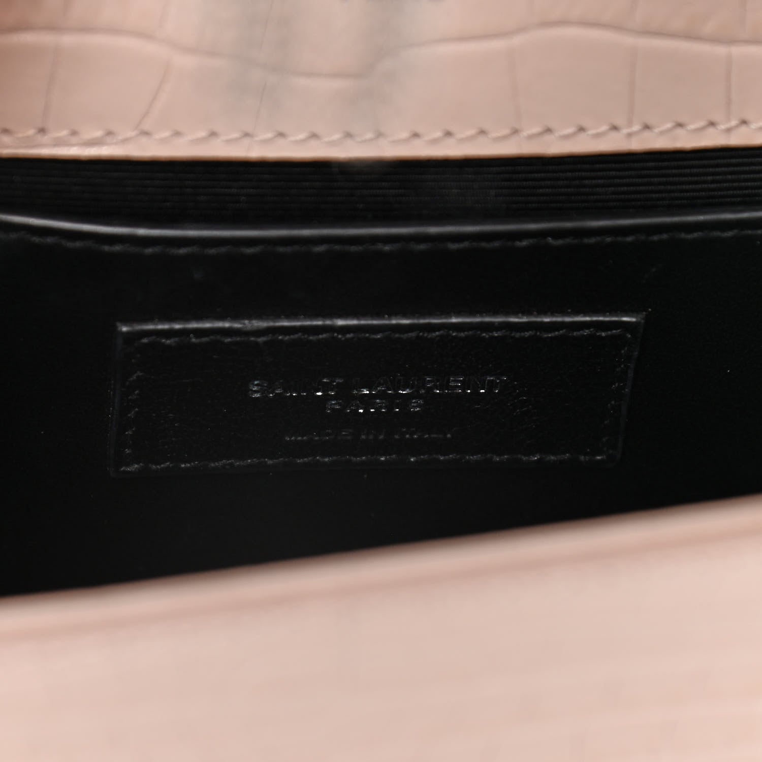Saint Laurent Calfskin Crocodile Embossed Small Classic Monogram Kate Tassel Satchel Light Pink 7 of 14
