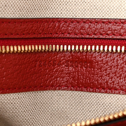 Gucci Textured Dollar Calfskin Web Small Savoy Bowling Tote Red 7 of 10