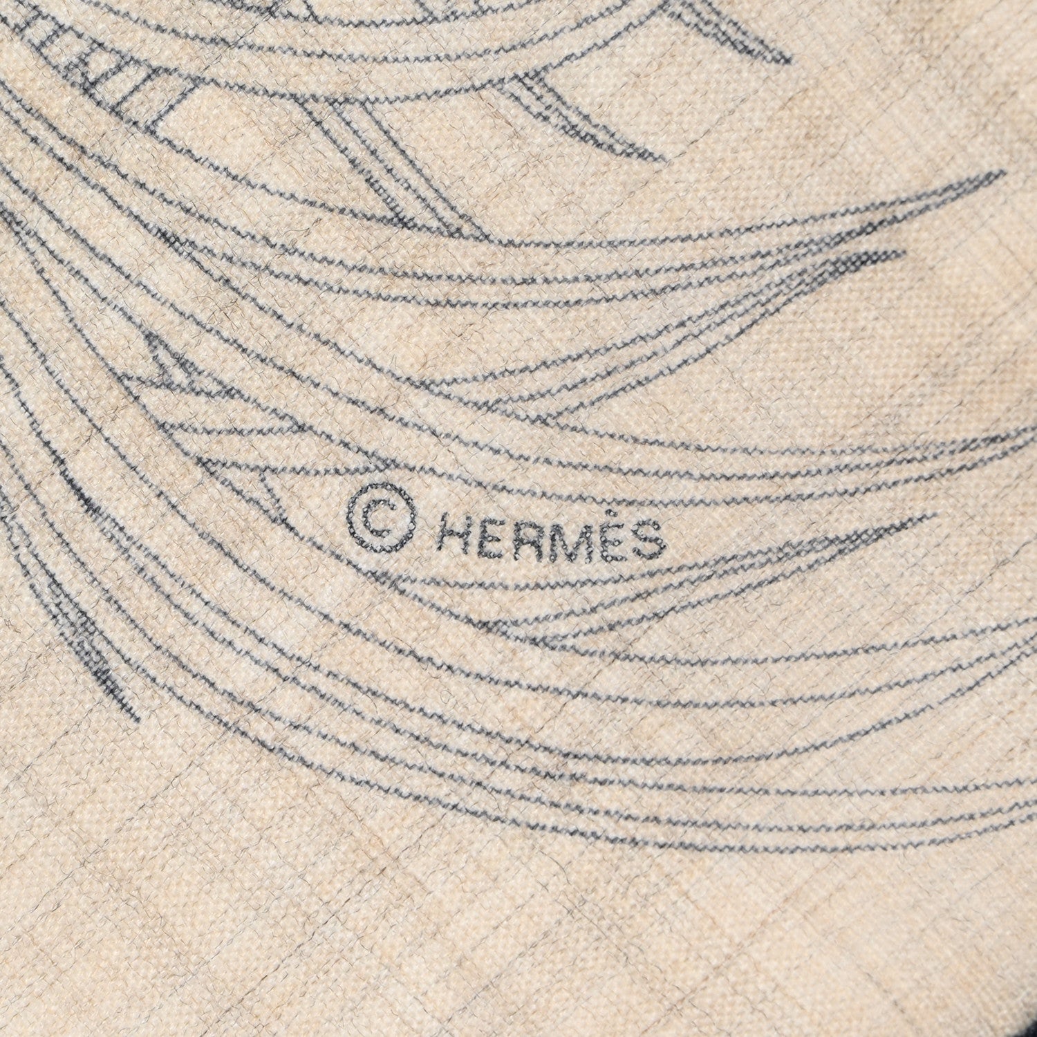 Hermes Cashmere Index Palmarum Light Scarf 90 Beige Chine Anthracite Bleu 4 of 4