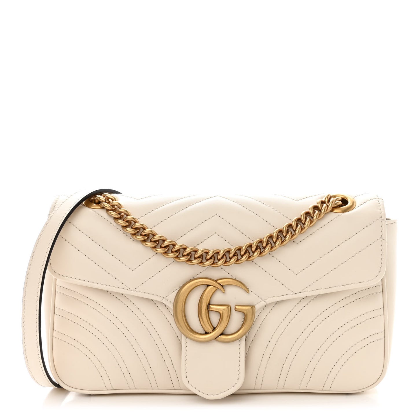 Calfskin Matelasse Small GG Marmont Shoulder Bag White