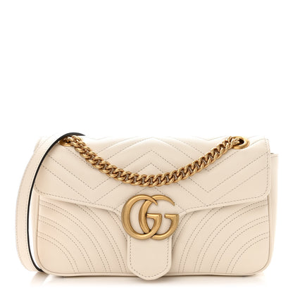 Gucci Calfskin Matelasse Small GG Marmont Shoulder Bag White 1 of 11