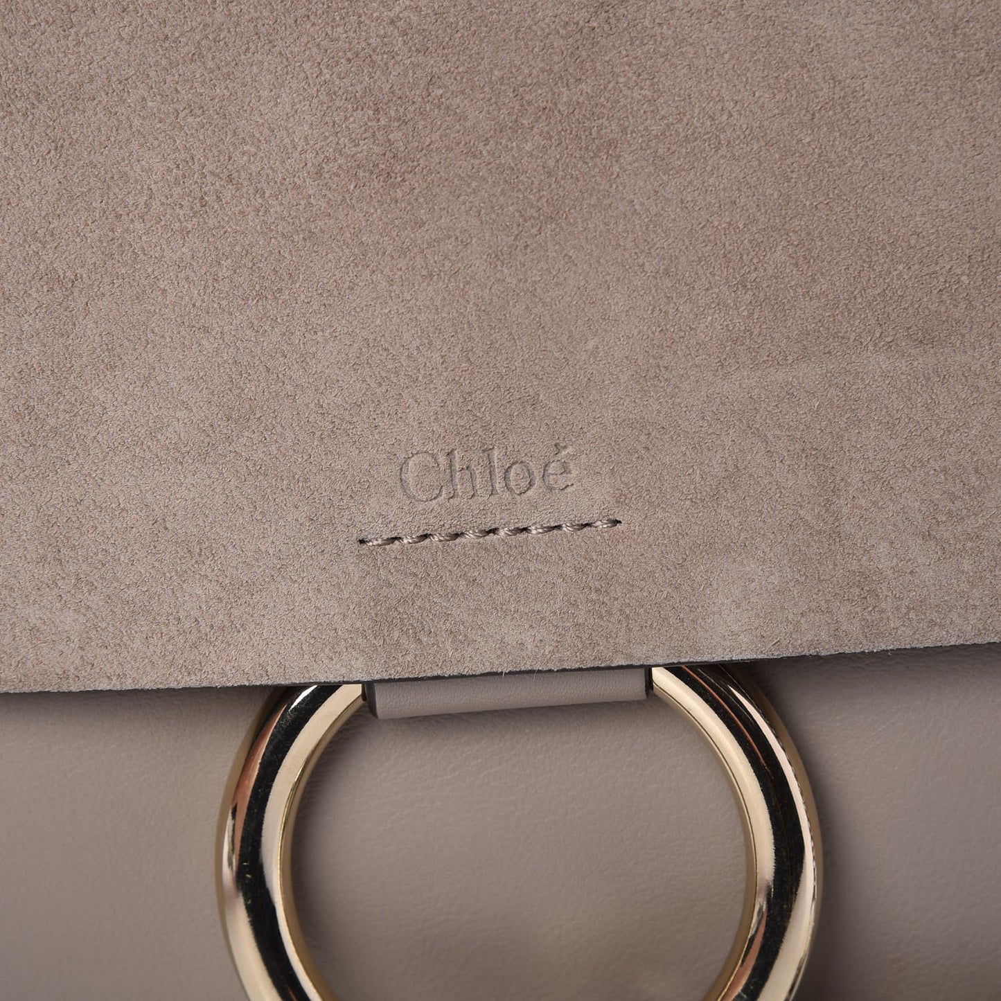 Suede Calfskin Small Faye Shoulder Bag Motty Grey