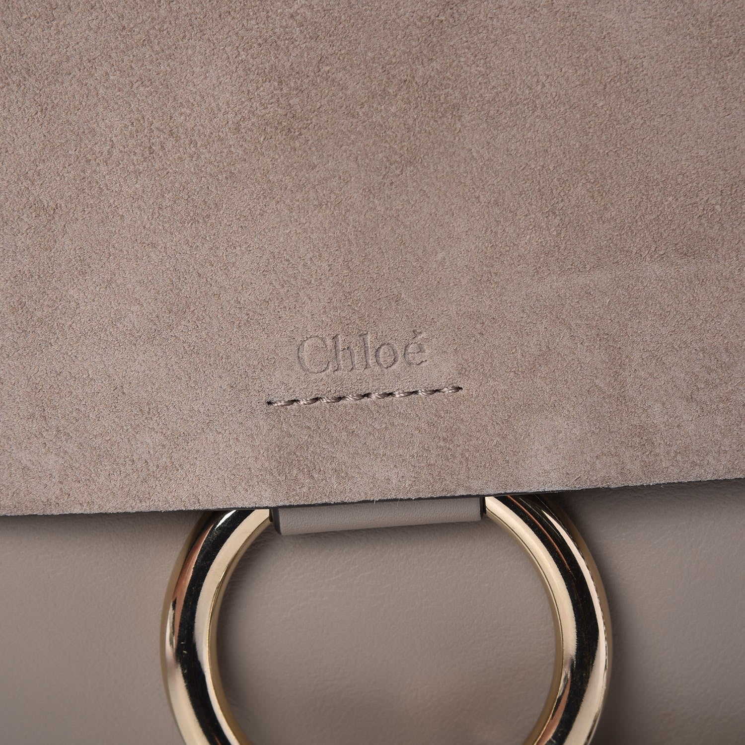 Chloe Suede Calfskin Small Faye Shoulder Bag Motty Grey 5 of 7