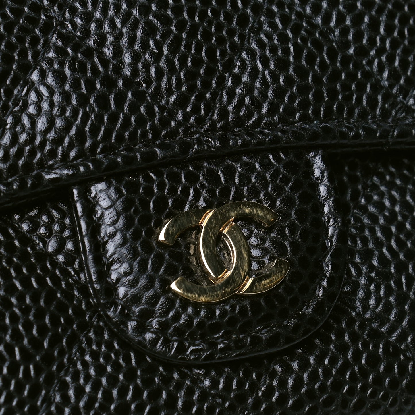 Caviar Quilted Flap Card Holder Black