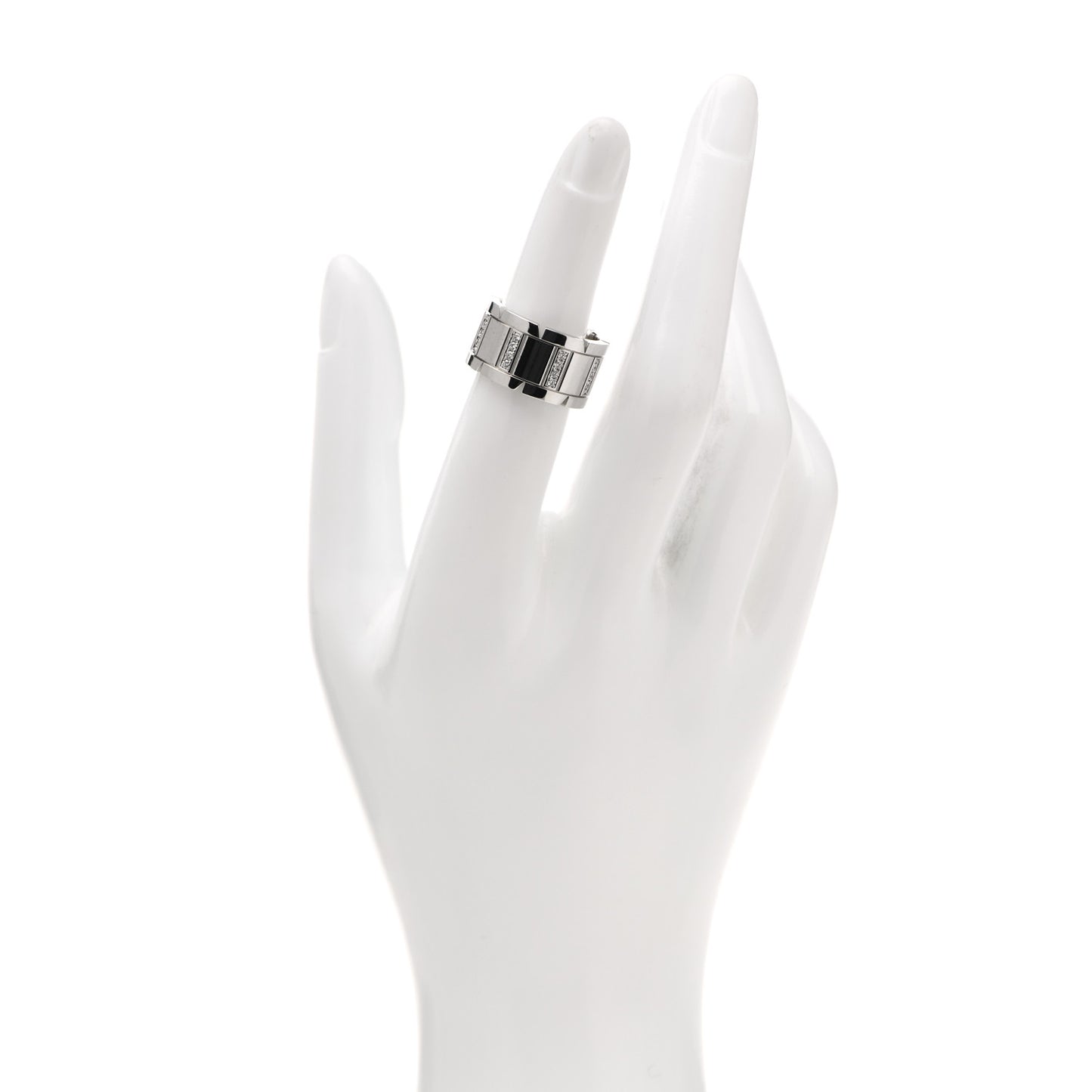 18K White Gold Diamond 11mm Tank Francaise Ring 51 5.75