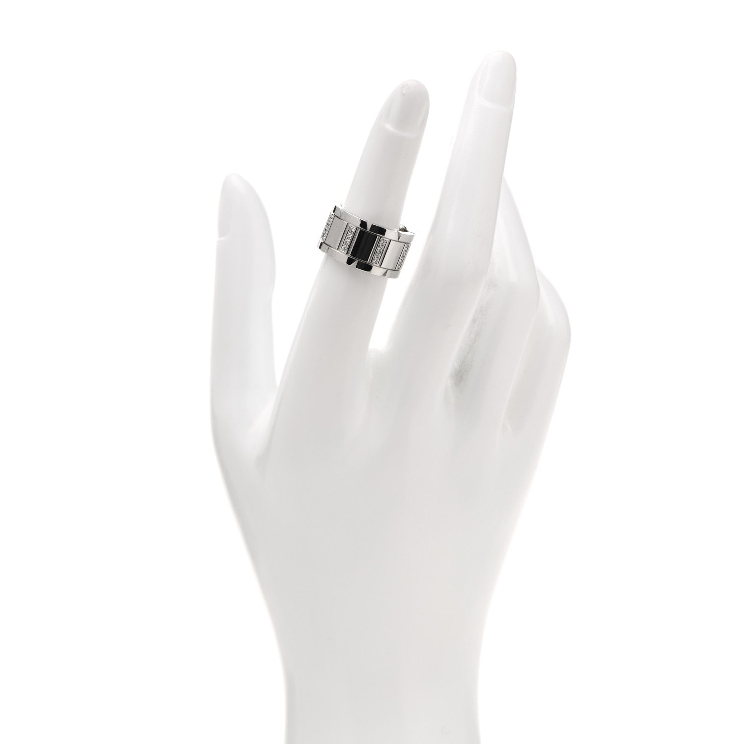 Cartier 18K White Gold Diamond 11mm Tank Francaise Ring 51 5.75 2 of 4