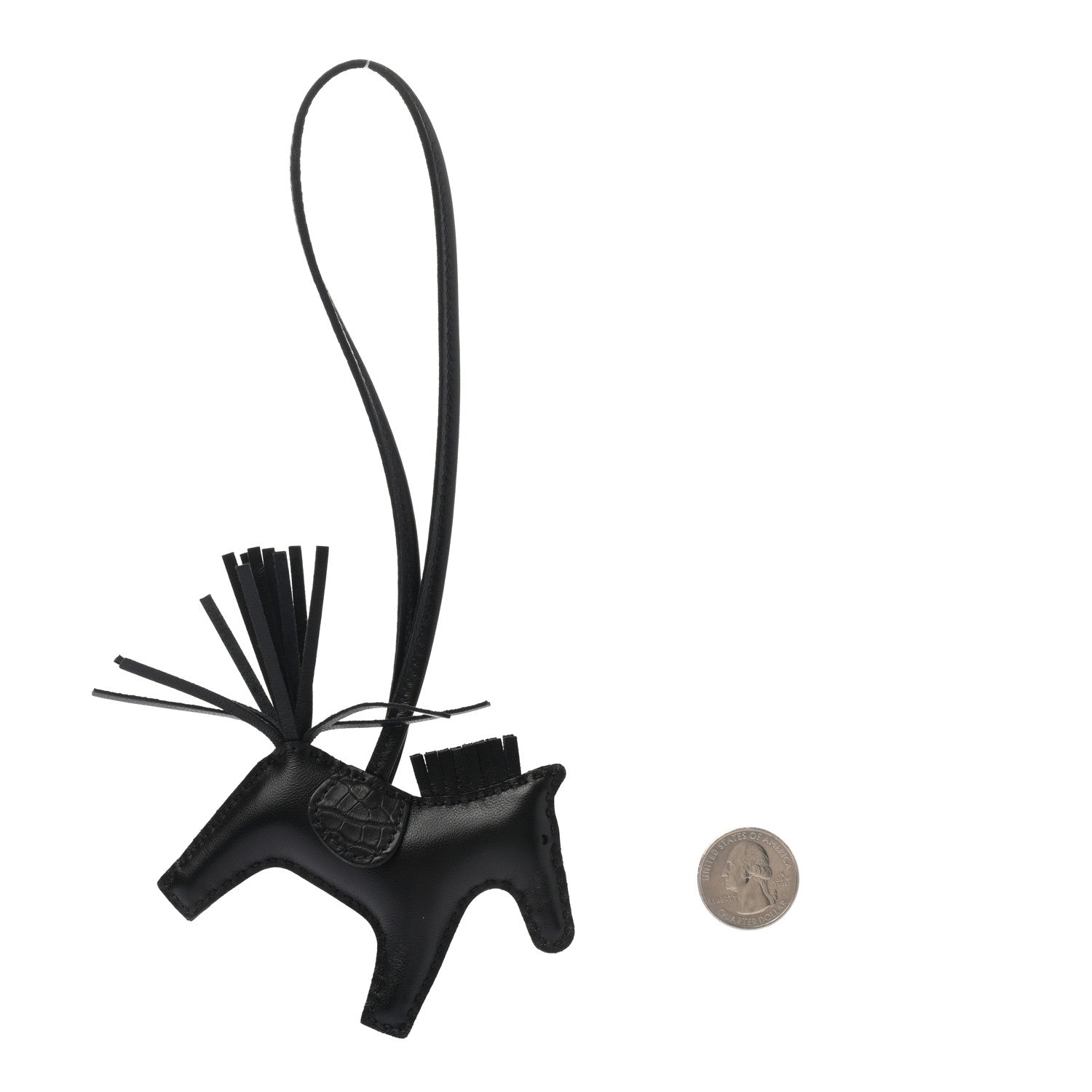 Hermes Milo Lambskin Matte Alligator Touch Grigri Rodeo Horse Bag Charm PM So Black 2 of 6