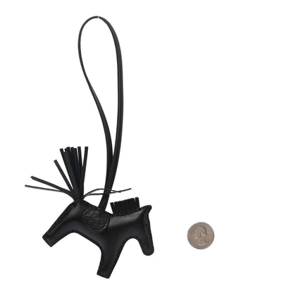 Hermes Milo Lambskin Matte Alligator Touch Grigri Rodeo Horse Bag Charm PM So Black 2 of 6