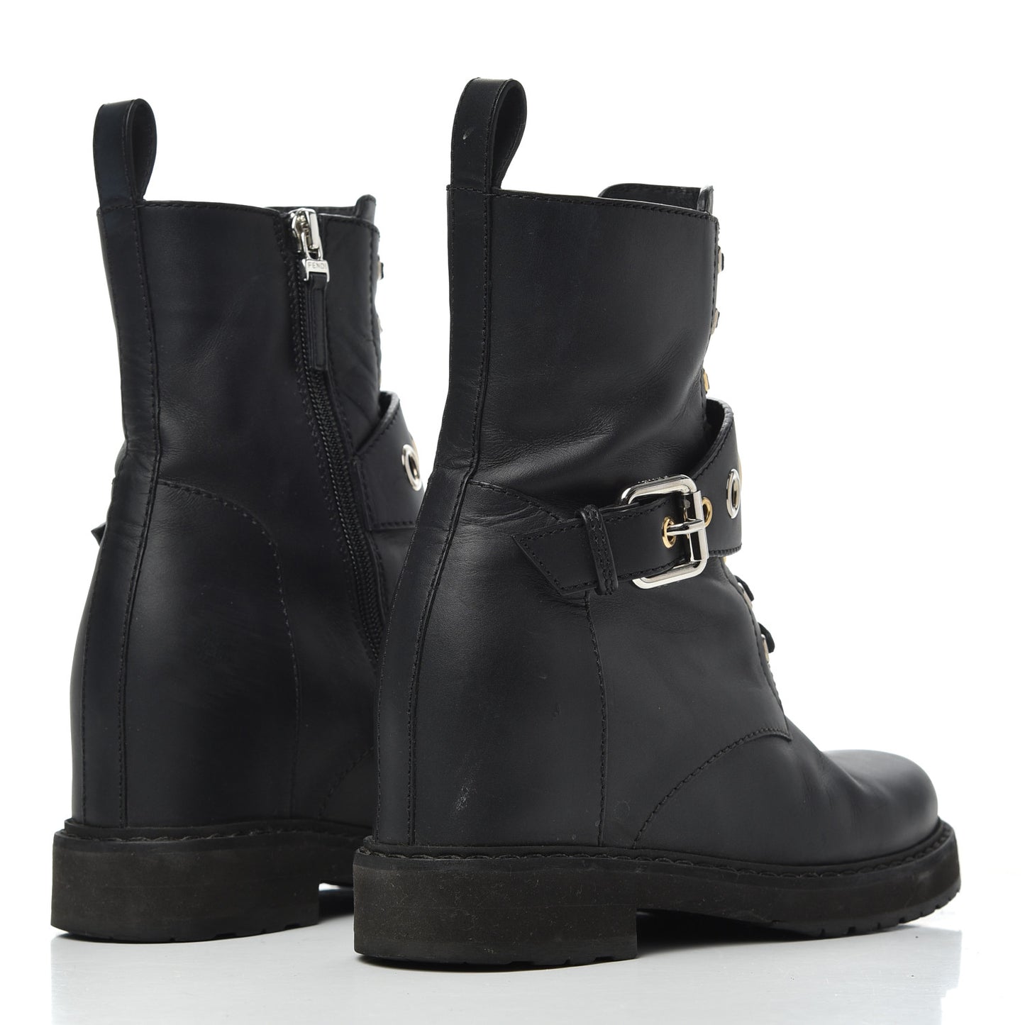 Calfskin Combat Boots 36.5 Black