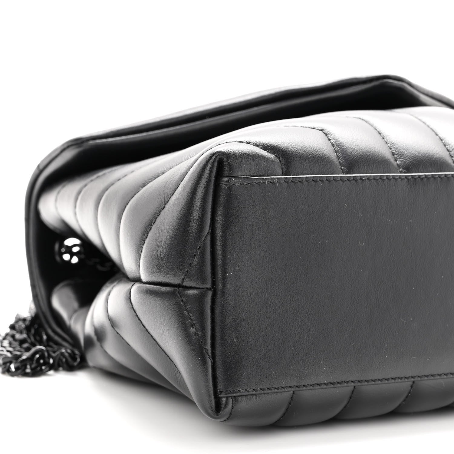 Saint Laurent Calfskin Y Quilted Monogram Monochrome Small Loulou Chain Satchel Black 8 of 10