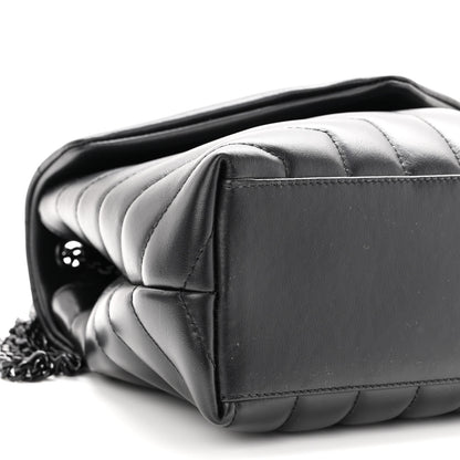 Saint Laurent Calfskin Y Quilted Monogram Monochrome Small Loulou Chain Satchel Black 8 of 10