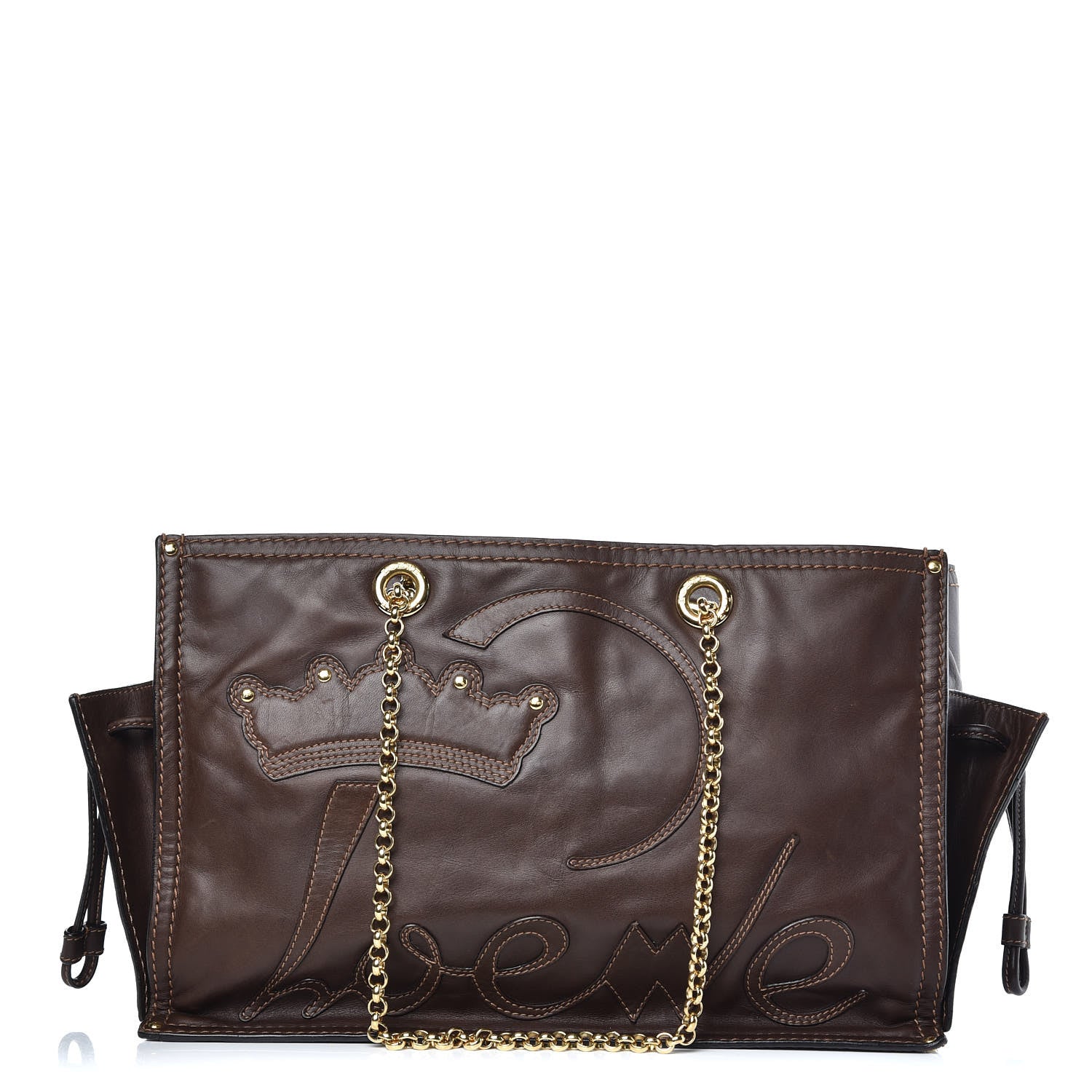 Loewe Nappa Chain Logo Shopper Tote Brown 1 of 8