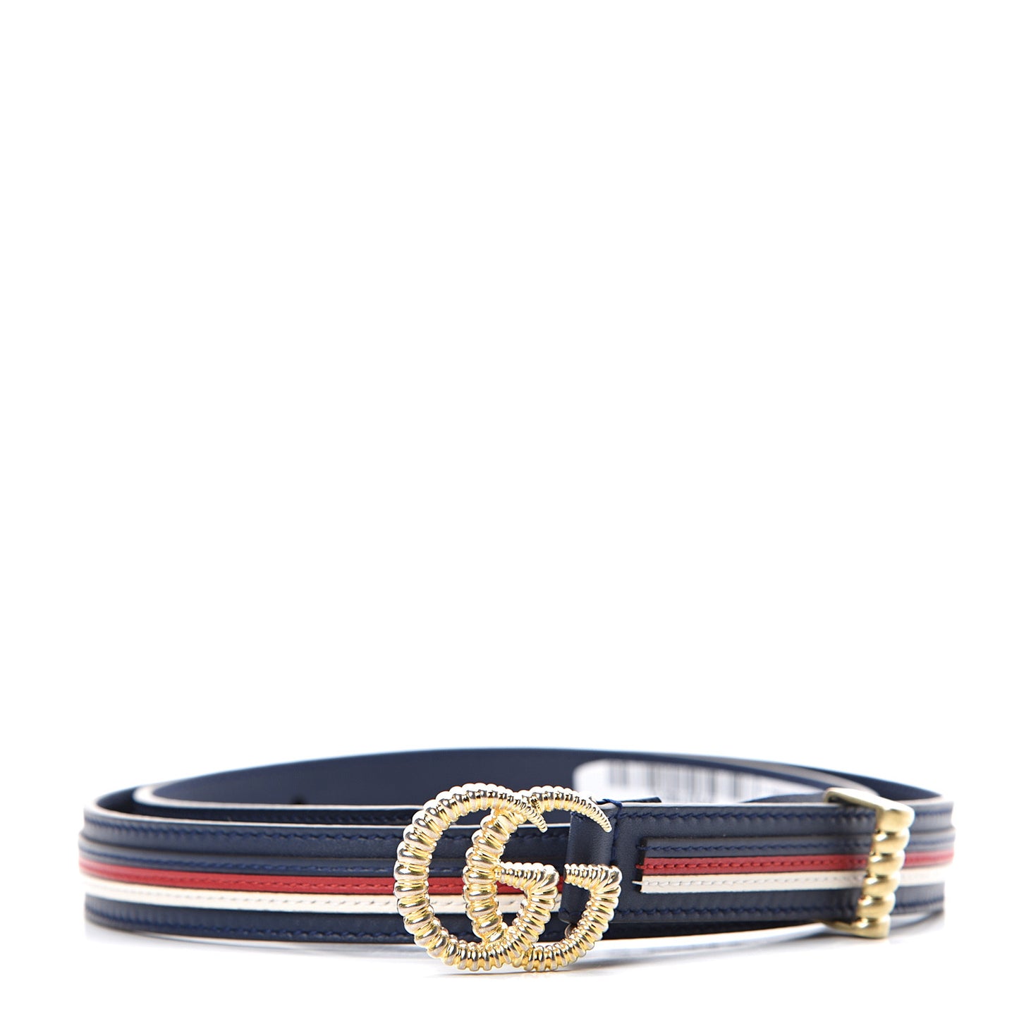 Calfskin Sylvie Stripe Torchon Double G 20mm Belt 85 34 Maritime Hibiscus Red Mystic White