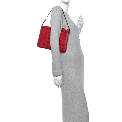 MCM Visetos Liz Shopper Tote Pouch Ruby Red 2 of 10