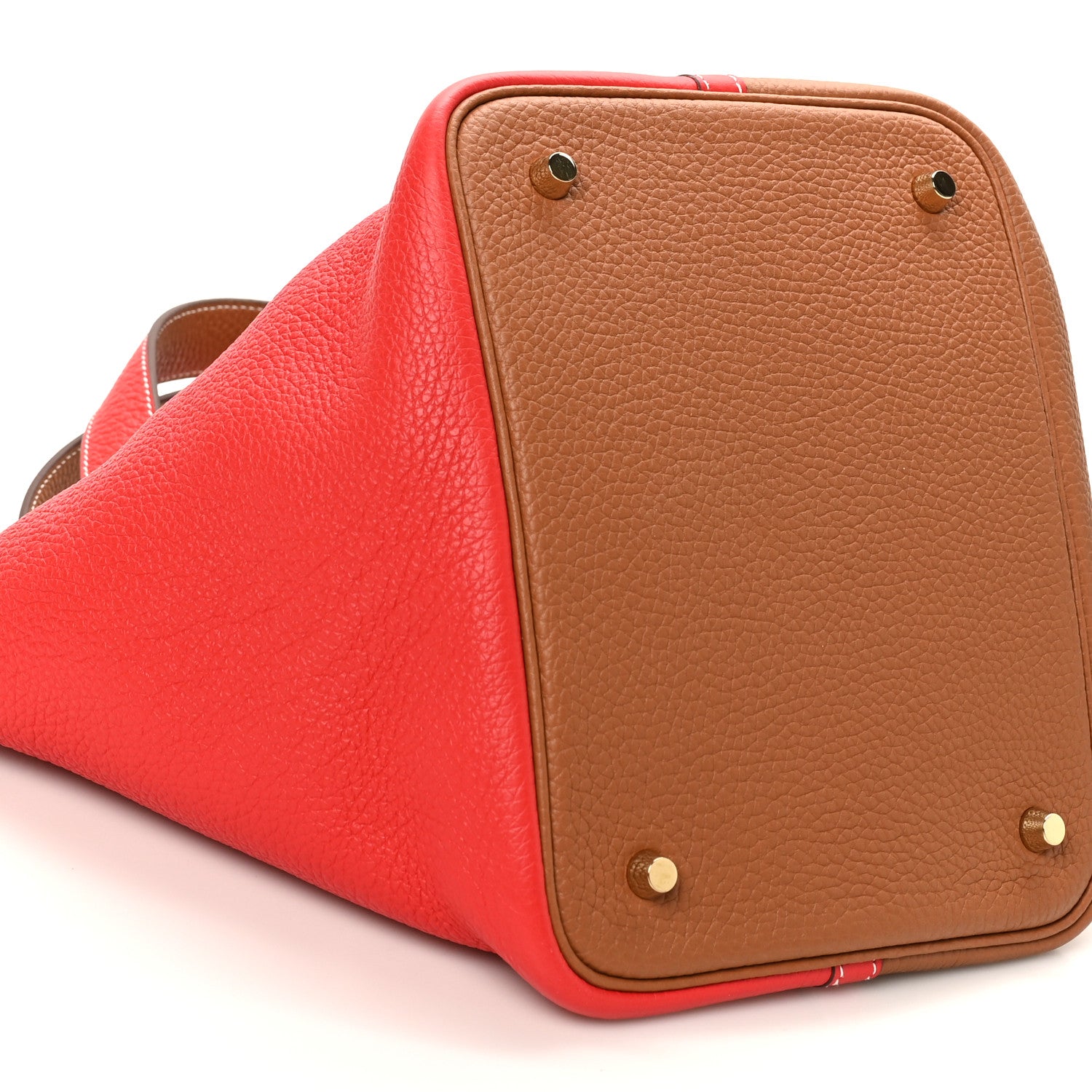 Hermes Taurillon Clemence Casaque Picotin Lock 22 MM Gold Rouge De Coeur 9 of 10
