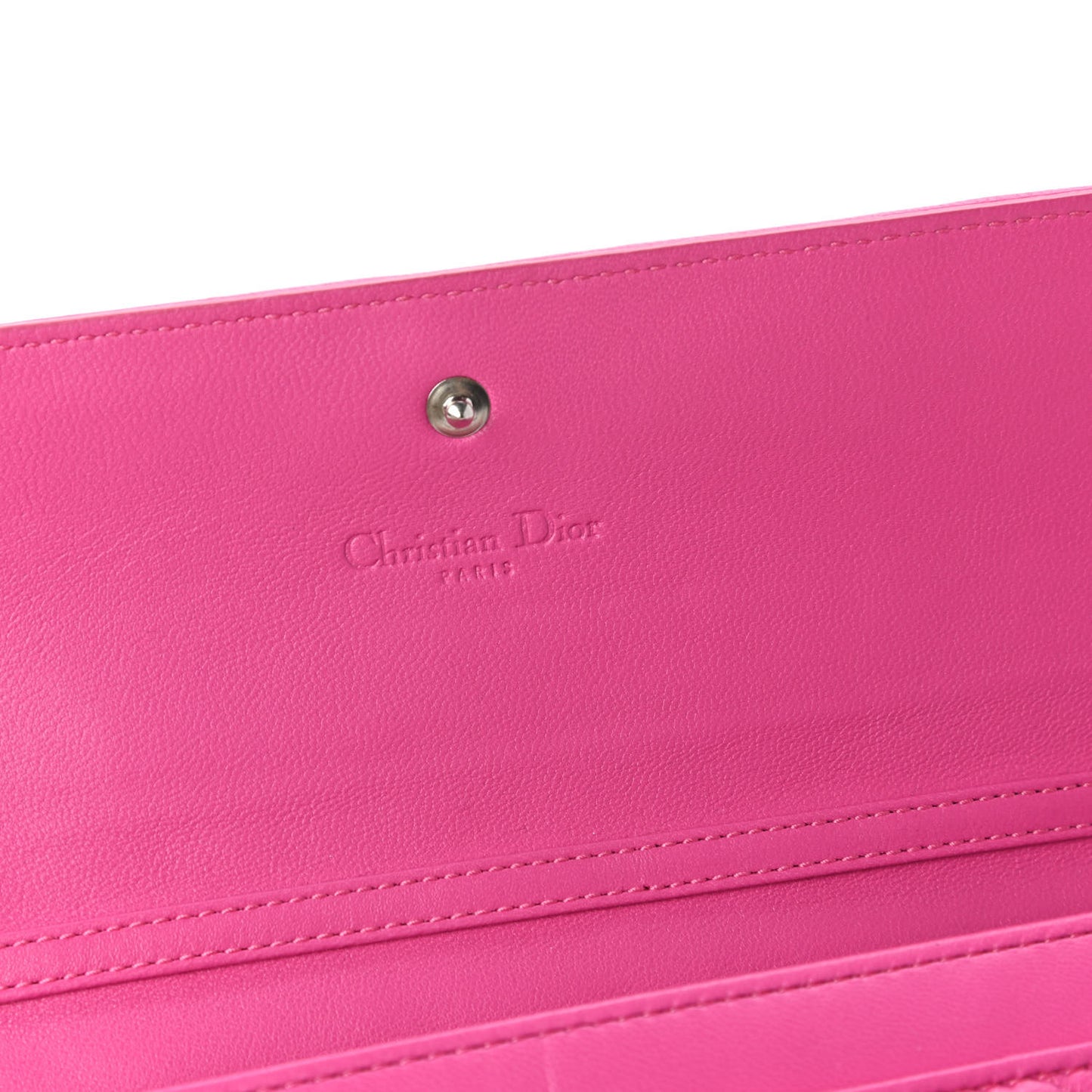 Lambskin Cannage Lady Dior Rendezvous Wallet On Chain Fuchsia