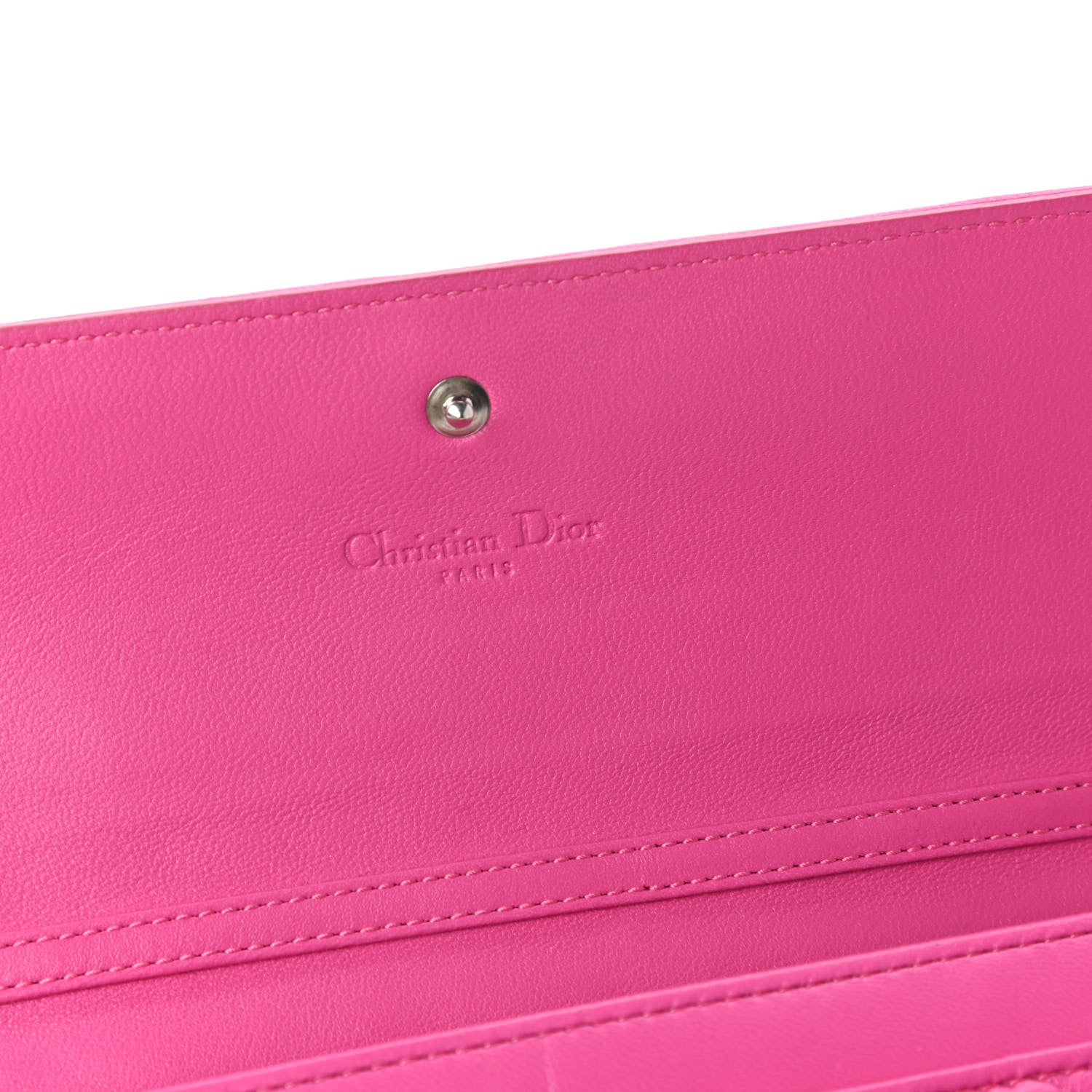 Christian Dior Lambskin Cannage Lady Dior Rendezvous Wallet On Chain Fuchsia 8 of 18