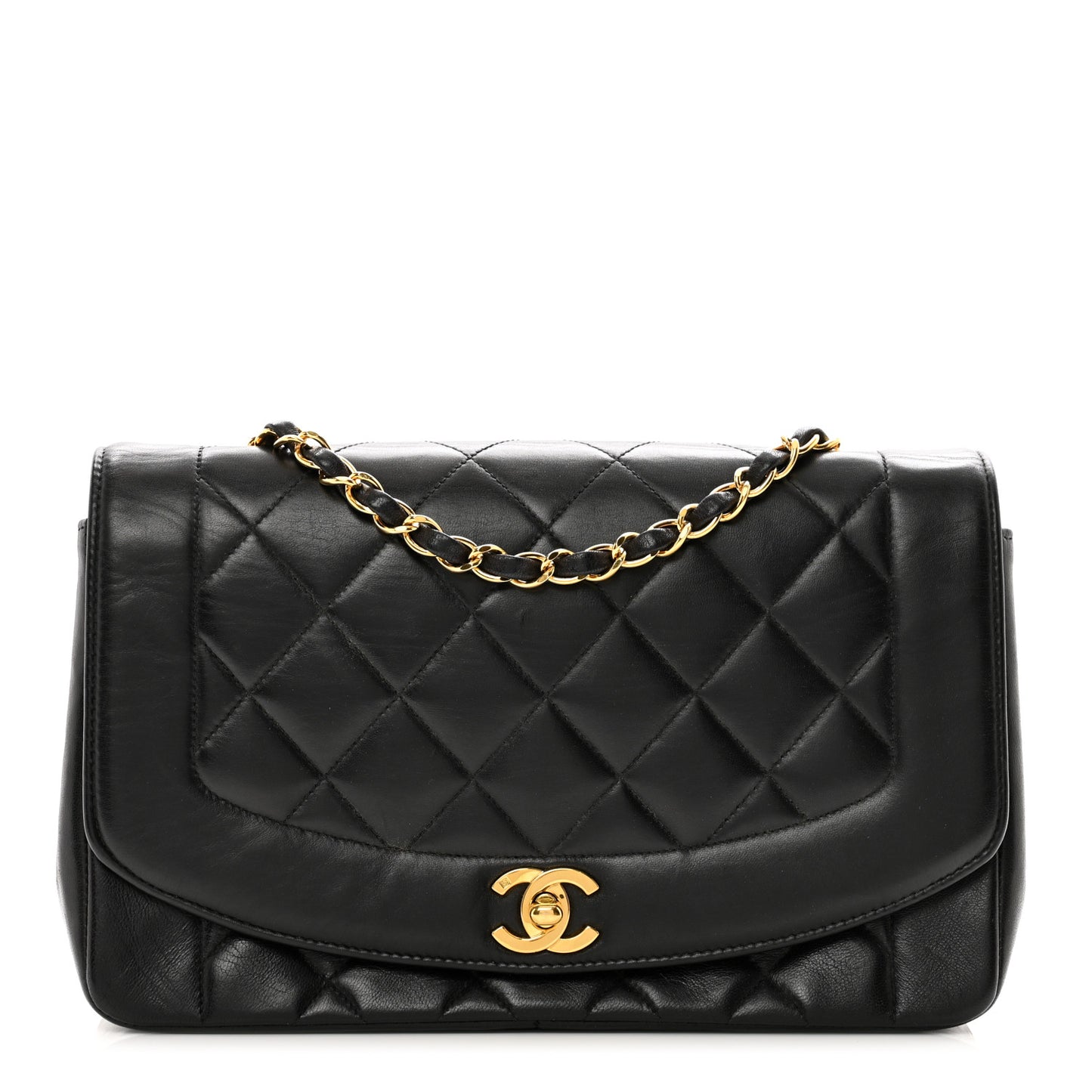 Lambskin Quilted Medium Single Flap Black