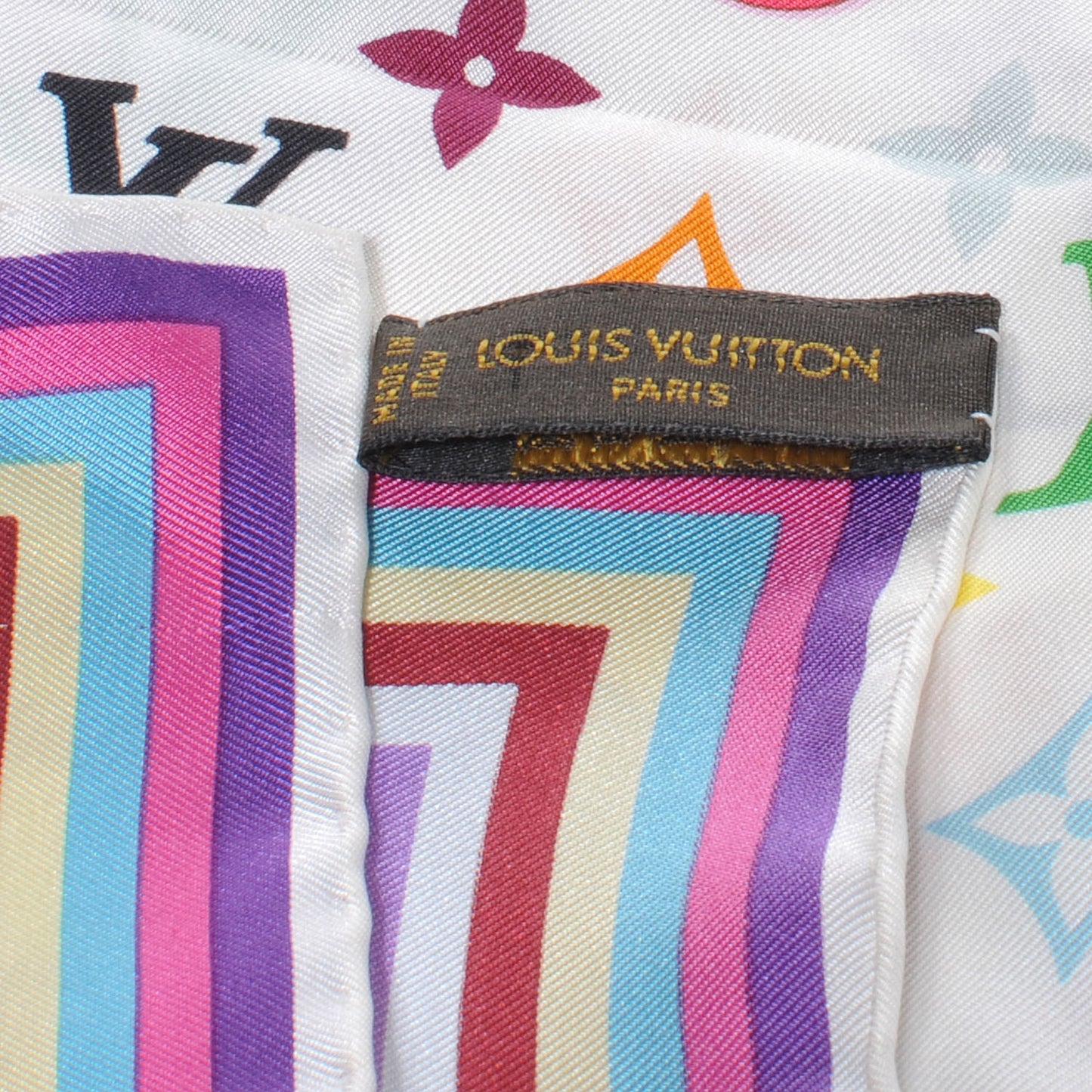 Silk Multicolor Eye Love Scarf White