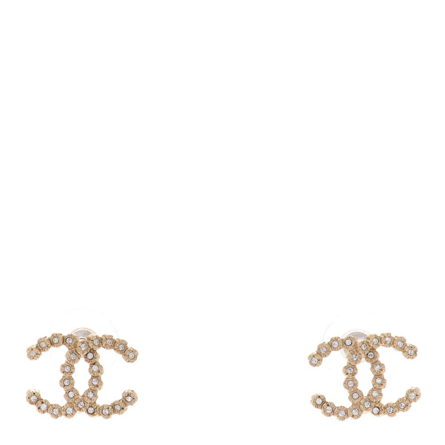 Chanel Crystal CC Earrings Gold 1 of 4