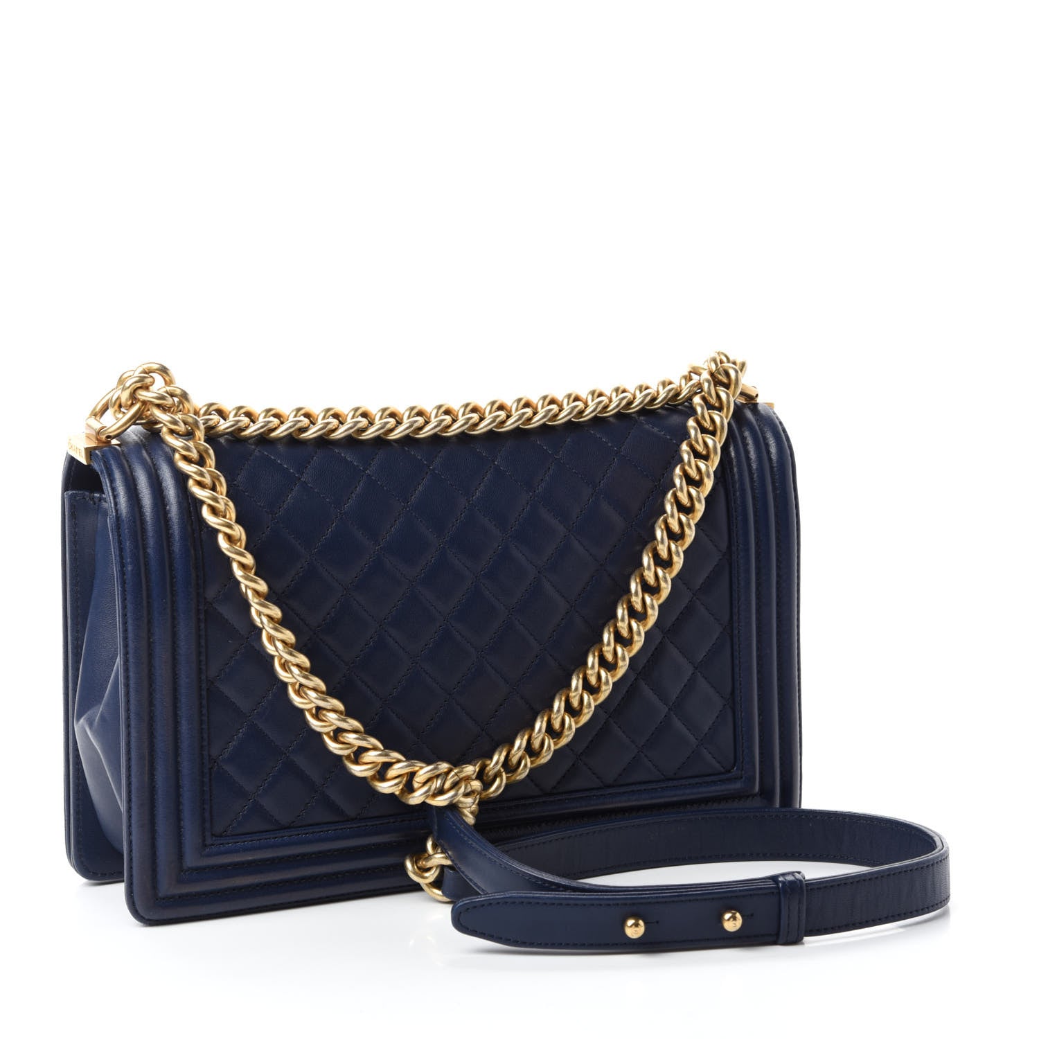 Chanel Lambskin Quilted New Medium Boy Flap Navy Blue 3 of 14