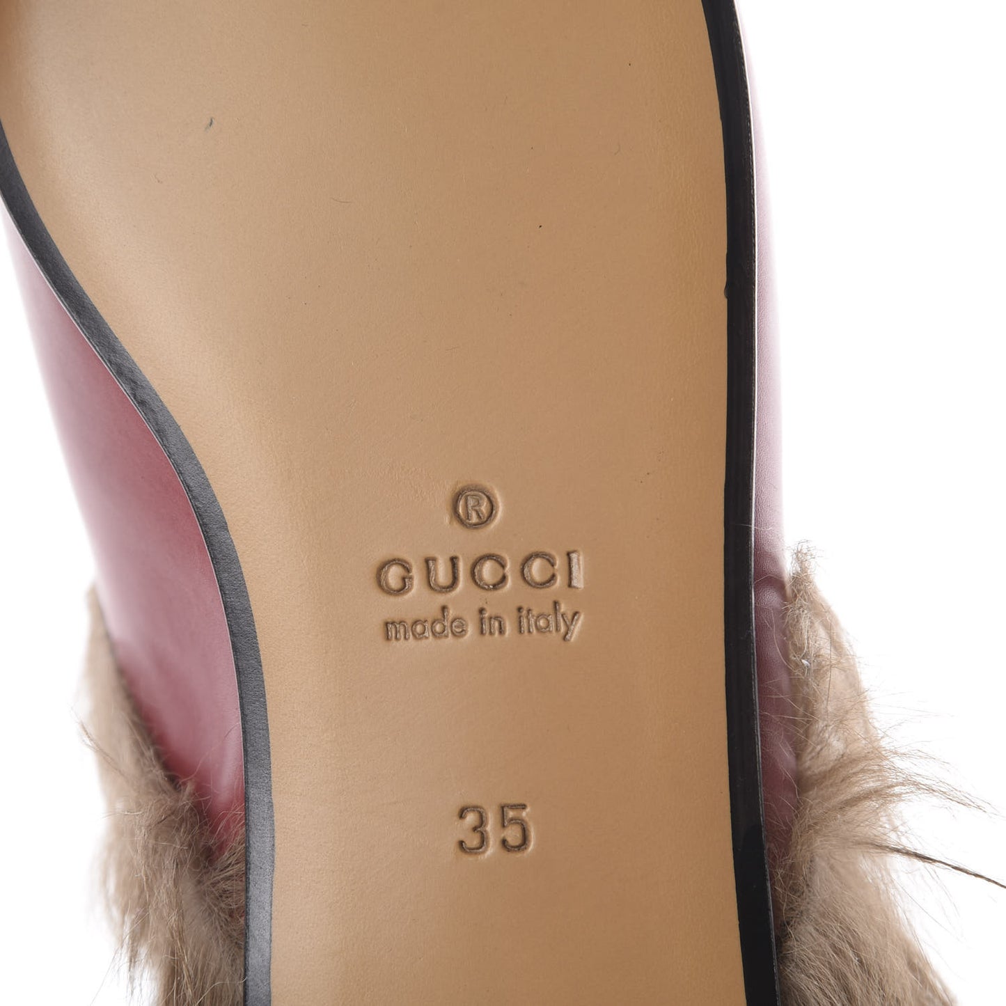 Betis Glamour Calfskin Fur Womens Princetown Slippers 35 Hibiscus Red Naturale