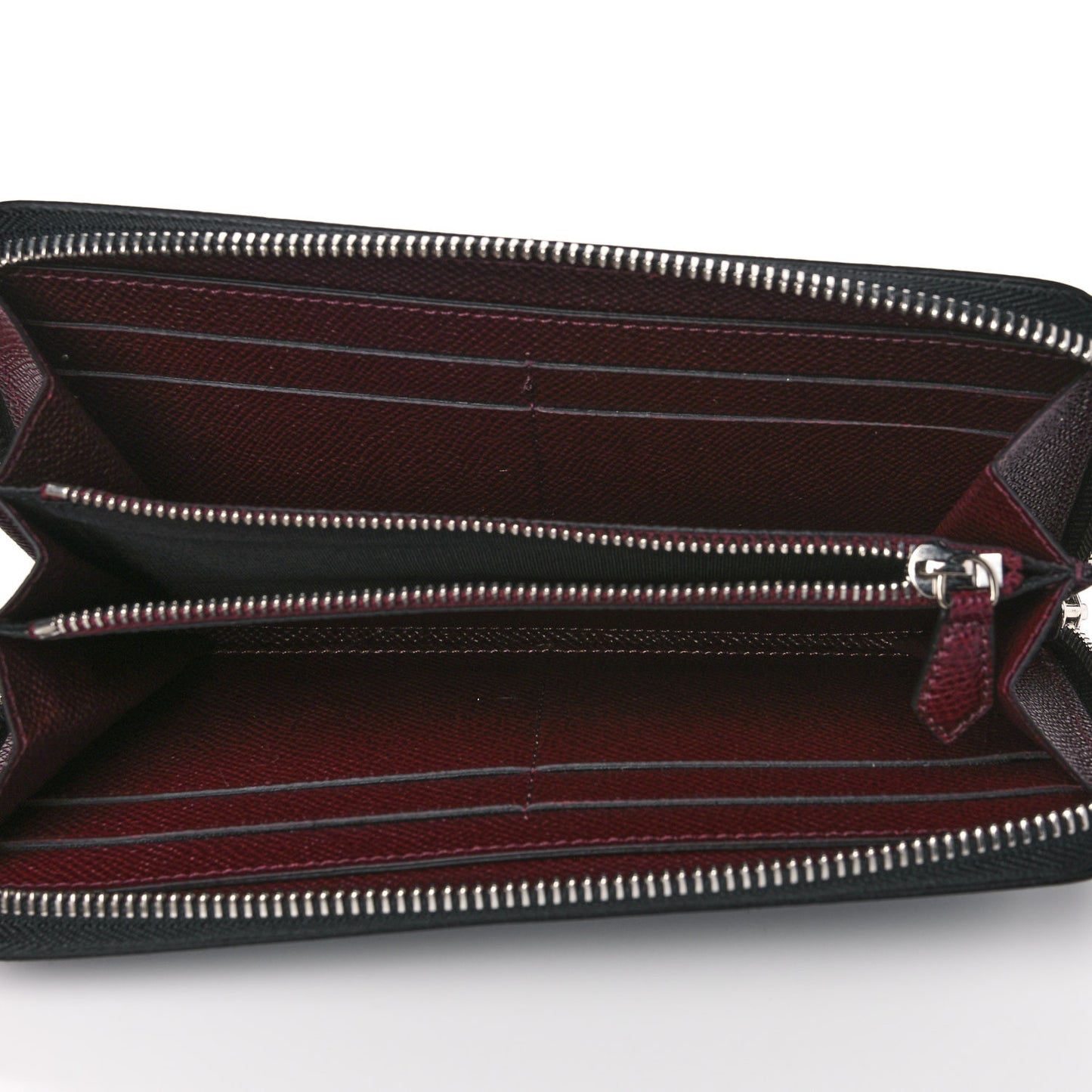 Grained Calfskin Zip Around Wallet Black