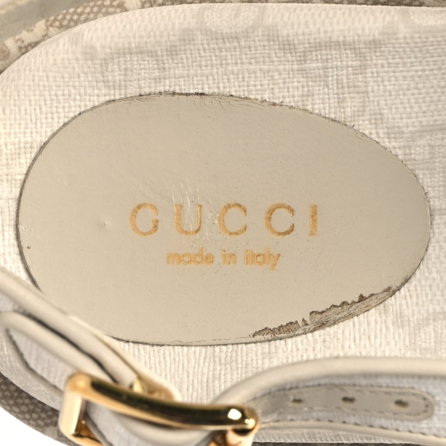 GG Supreme Monogram Granada Kid Angelina Platform 35mm Slingback Sandals 37.5 White Mystic White