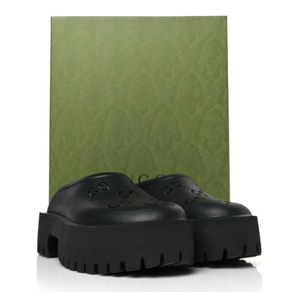 Gucci Rubber GG Monogram Perforated Elea Platform 55mm Lug Sole Sandals 39 Black 9 of 9