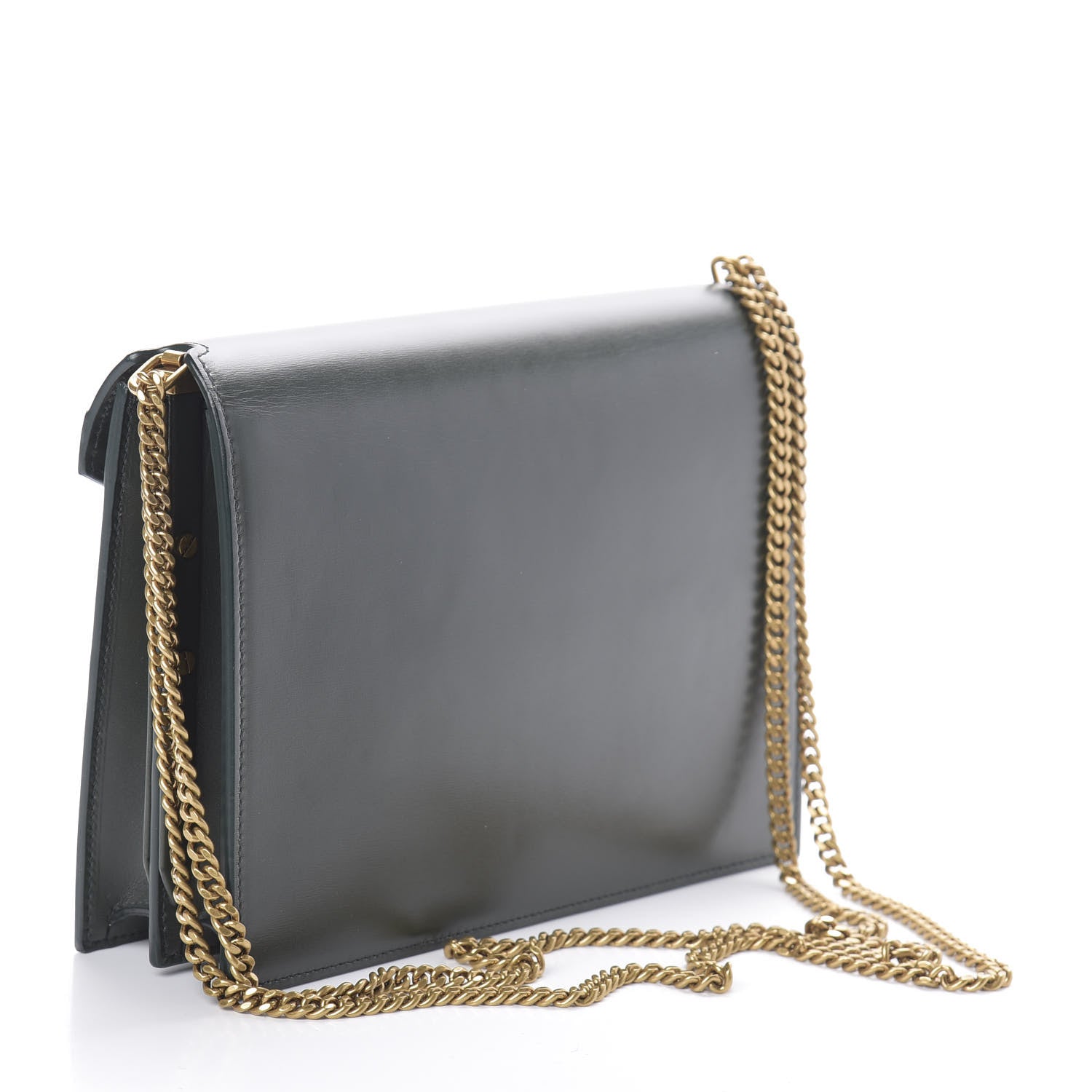 Saint Laurent Smooth Calfskin Monogram Cassandra Clasp Bag Dark Green 3 of 8