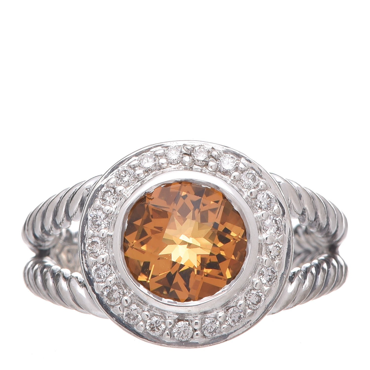 David Yurman Sterling Silver Citrine Diamond 8mm Cerise Ring 51.9 6 1 of 10