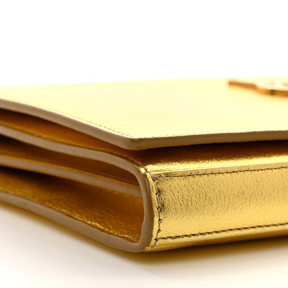 Saint Laurent Metallic Calfskin Monogram Chain Wallet Gold 8 of 11