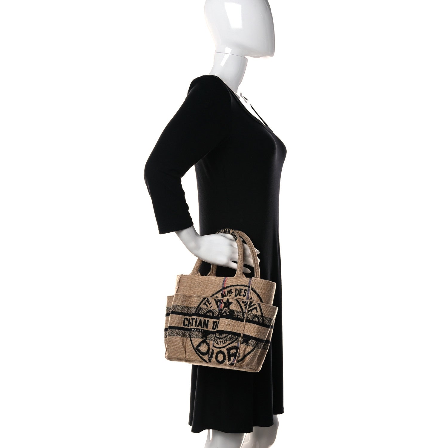 Christian Dior Union Jute Canvas Small Catherine Tote Beige 2 of 11