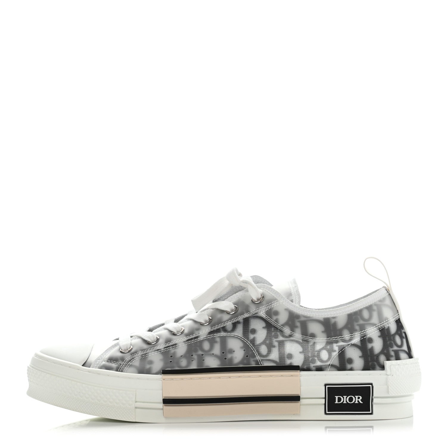 Christian Dior Technical Canvas Oblique Mens B23 Low Top Sneaker 44 White Black 1 of 8
